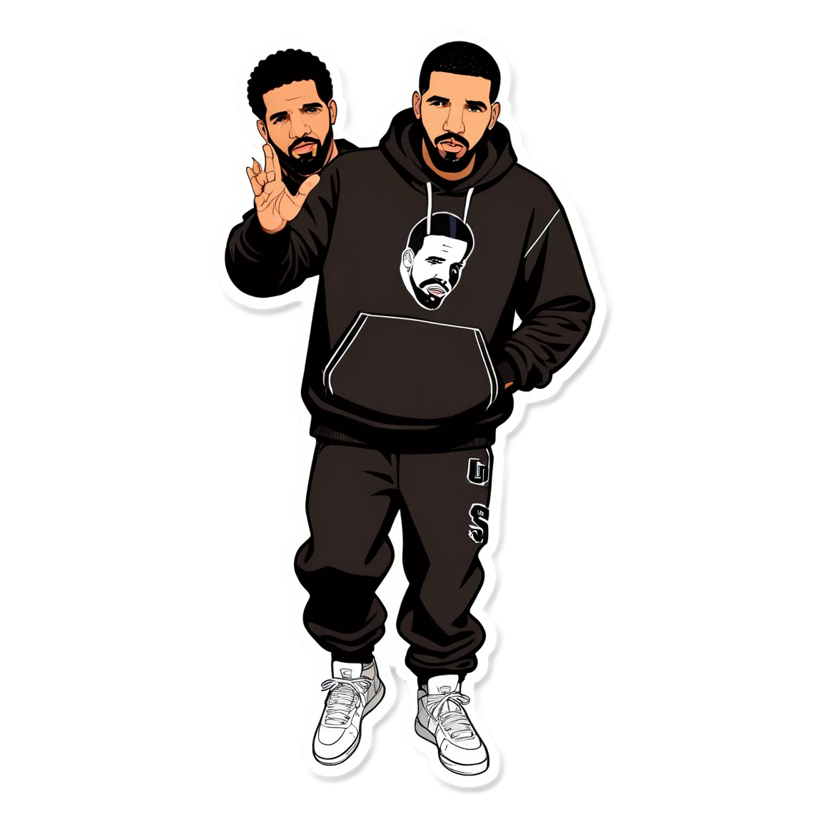 Drake with sneakers, rapper sticker, Drake sticker