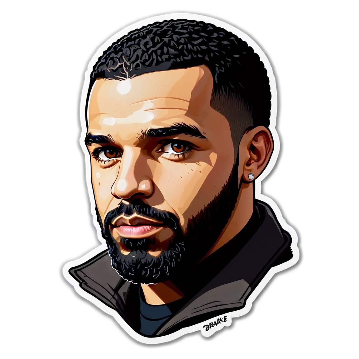 Drake beard, rapper sticker, Drake sticker