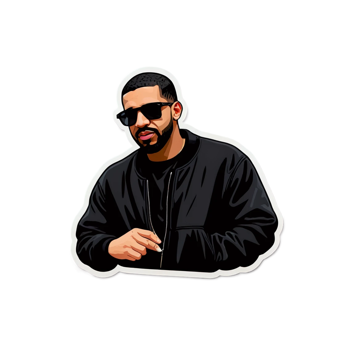 Drake wearing sunglasses, rapper sticker, Drake sticker