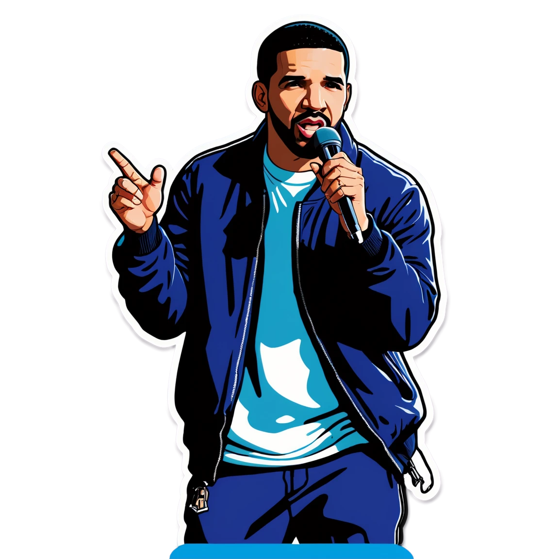 Drake with microphone, rapper sticker, Drake sticker