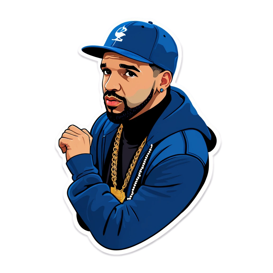 Drake with cap, rapper sticker, Drake sticker