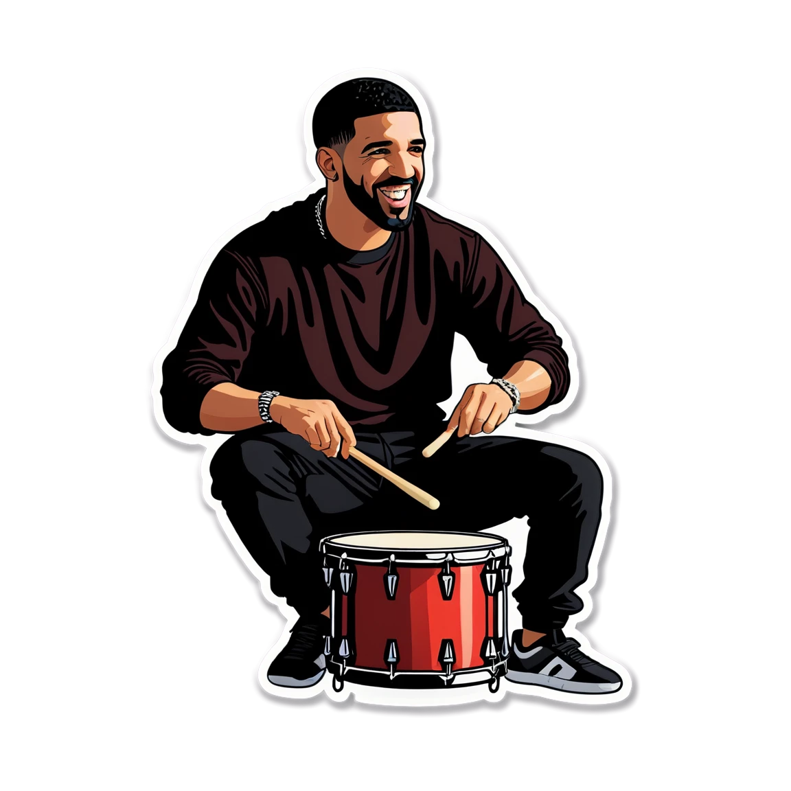 Drake drumming, rapper sticker, Drake sticker