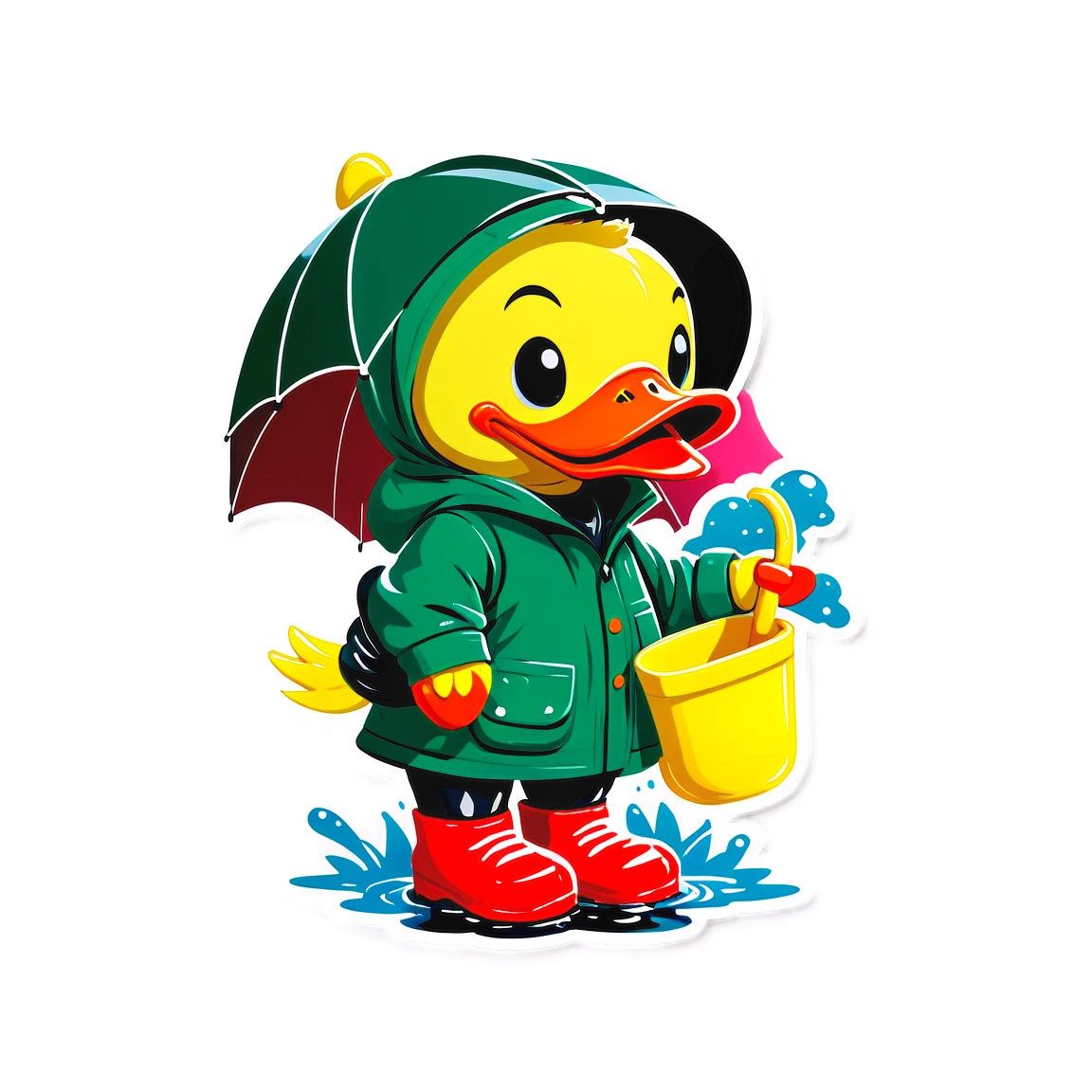 Duck with rain boots, duck sticker