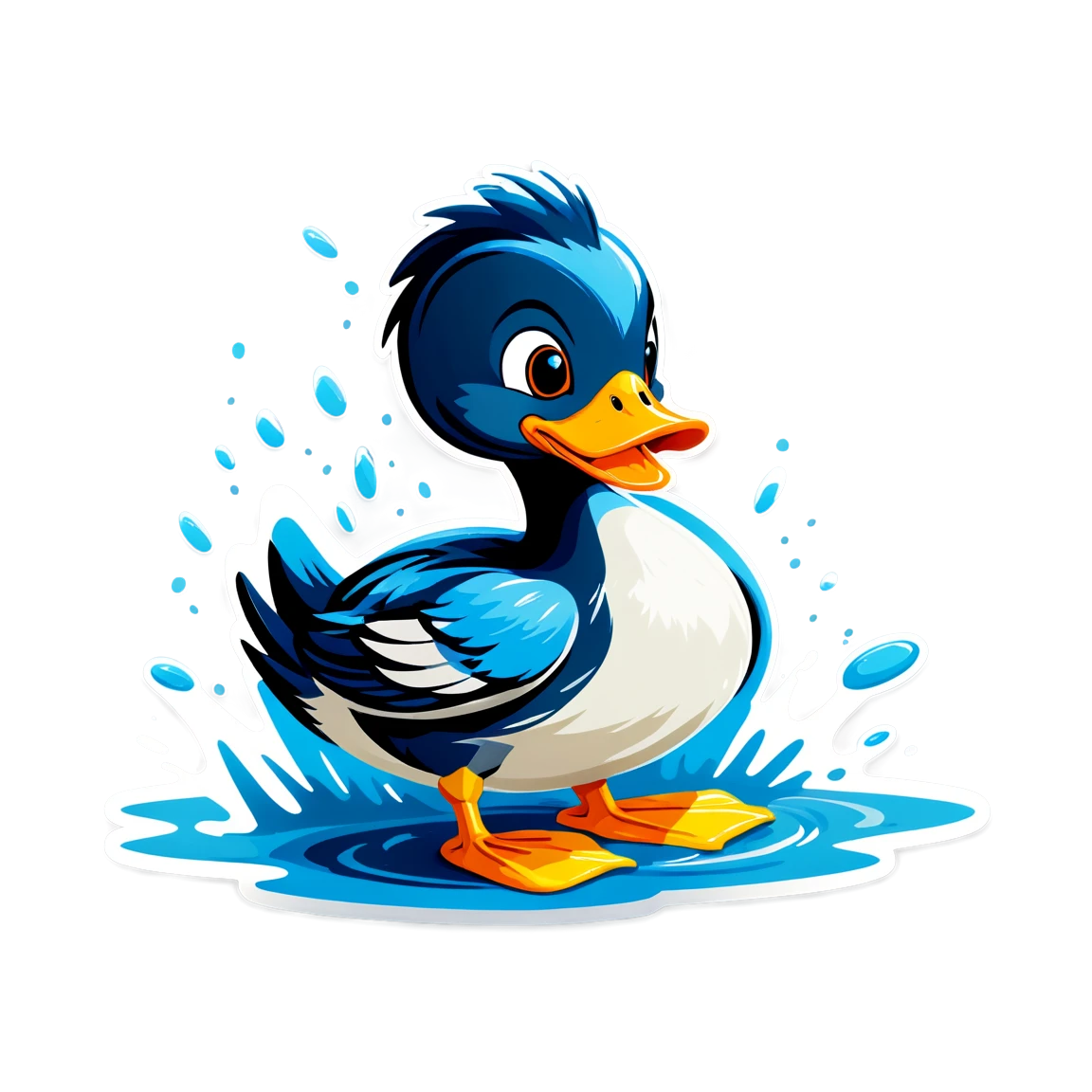 Duck splashing in water, duck sticker