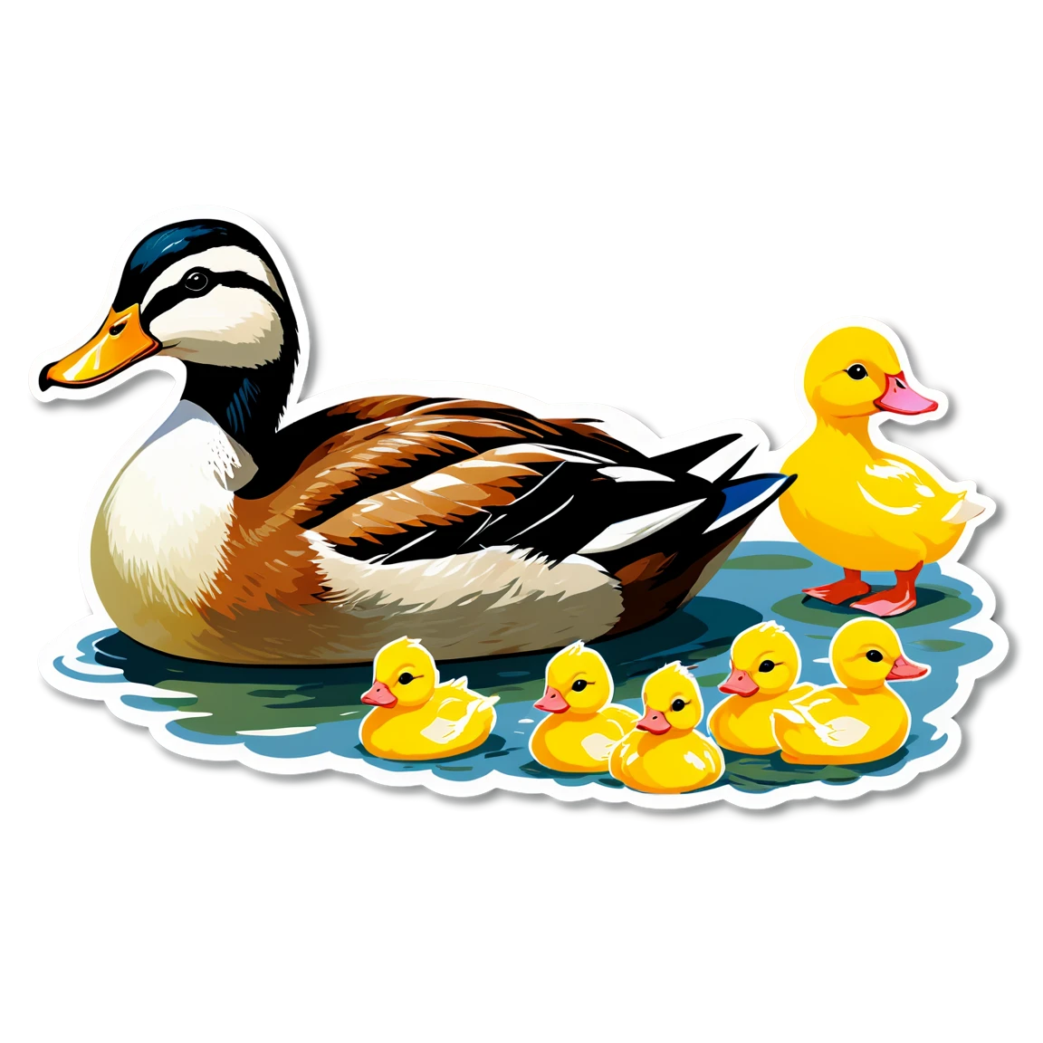 Duck with ducklings, duck sticker