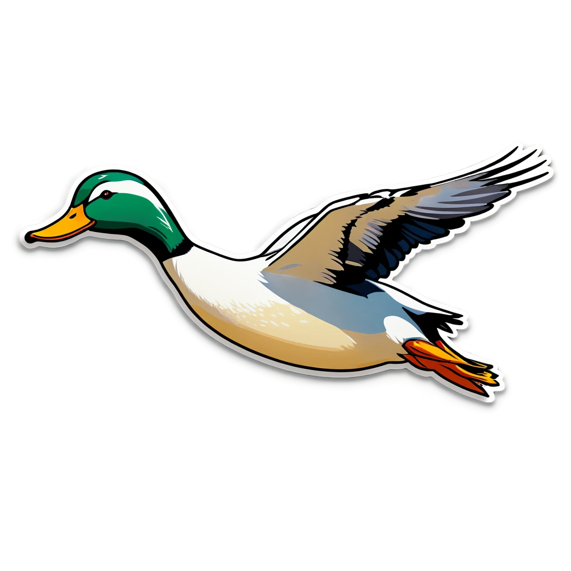 Duck flying, duck sticker