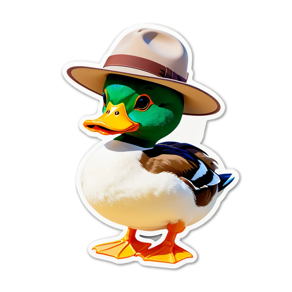 Duck with a hat, duck sticker