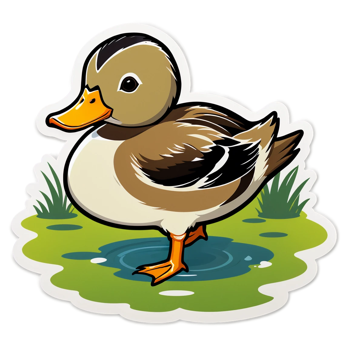 Duck in a pond, duck sticker