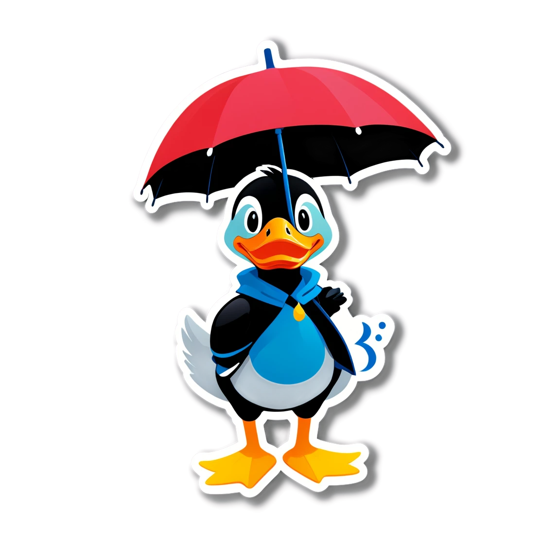 Duck with an umbrella, duck sticker