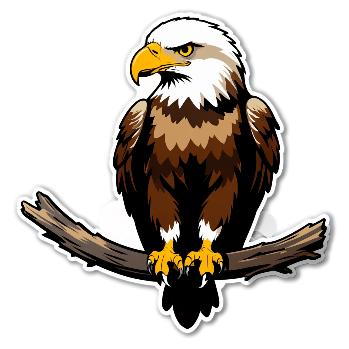 Eagle perched on a branch, eagle sticker