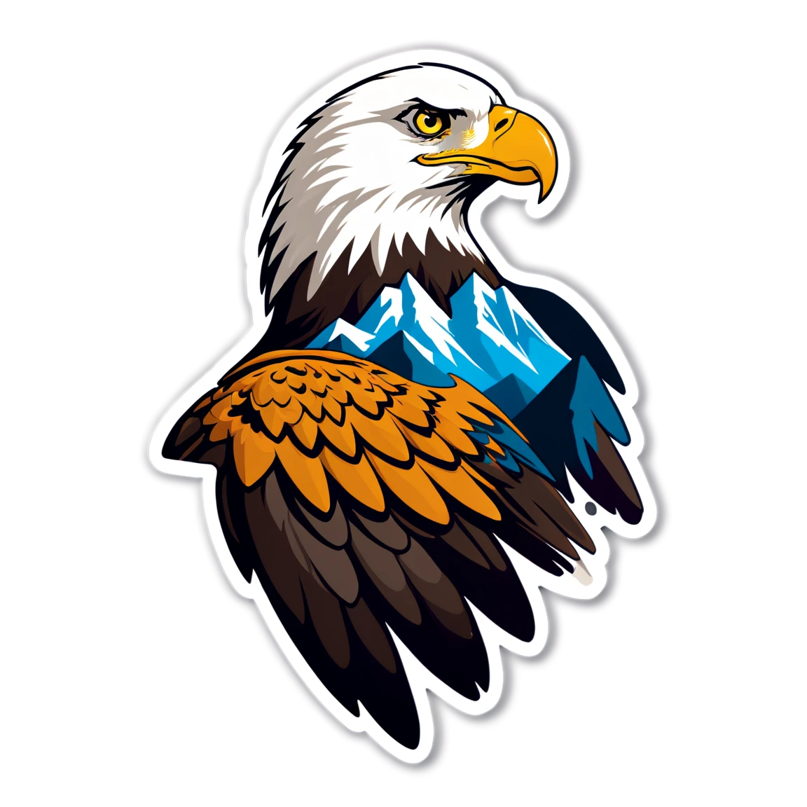 Eagle with mountain background, eagle sticker