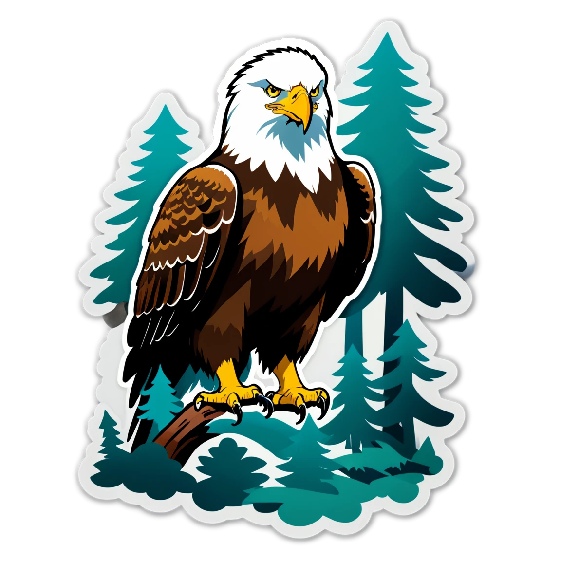 Eagle in a forest, eagle sticker