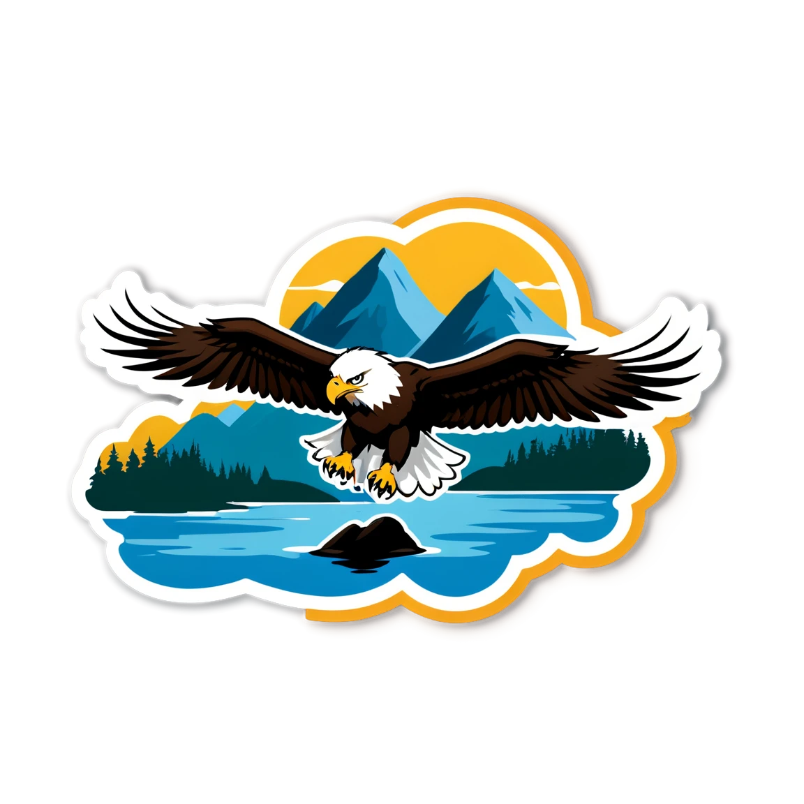 Eagle over a lake, eagle sticker