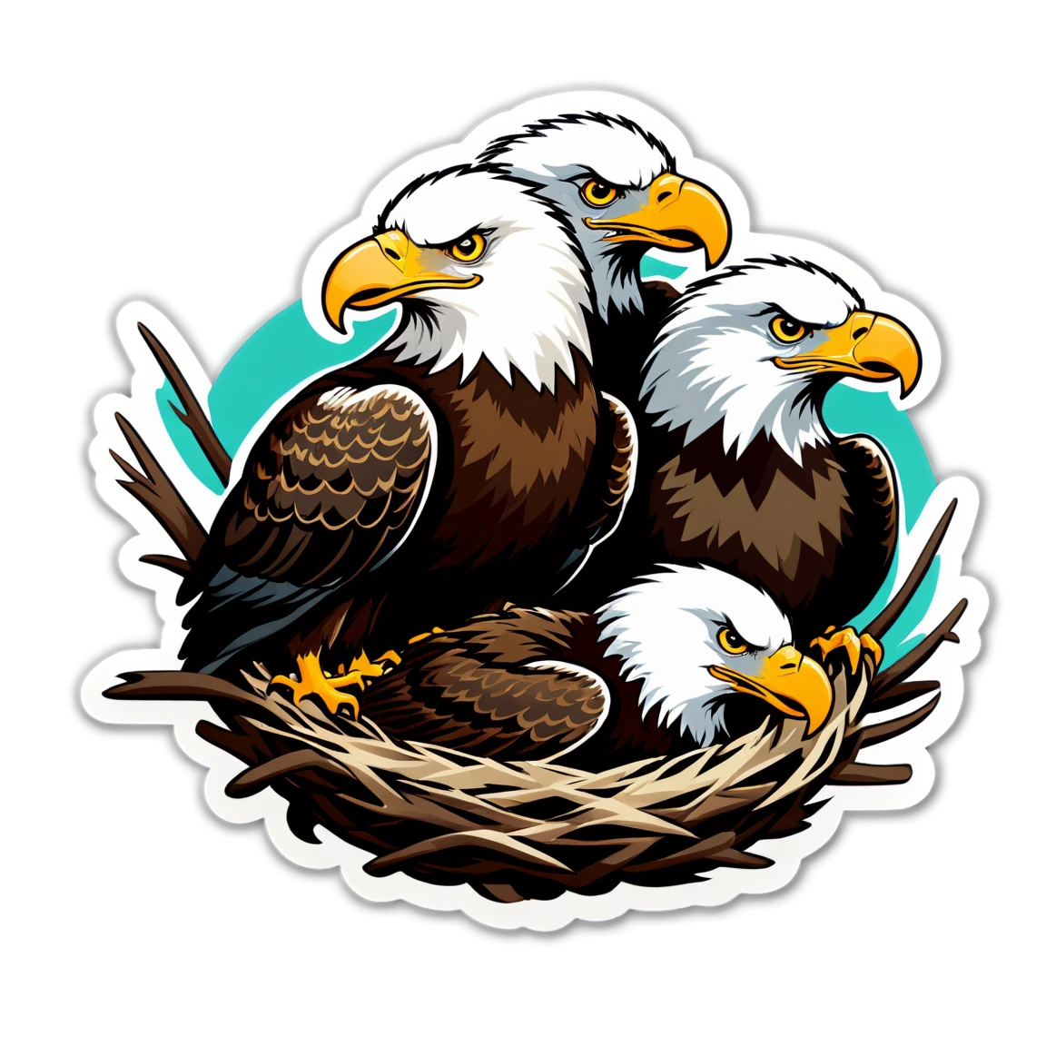 Eagles in a nest, majestic sticker, eagles sticker