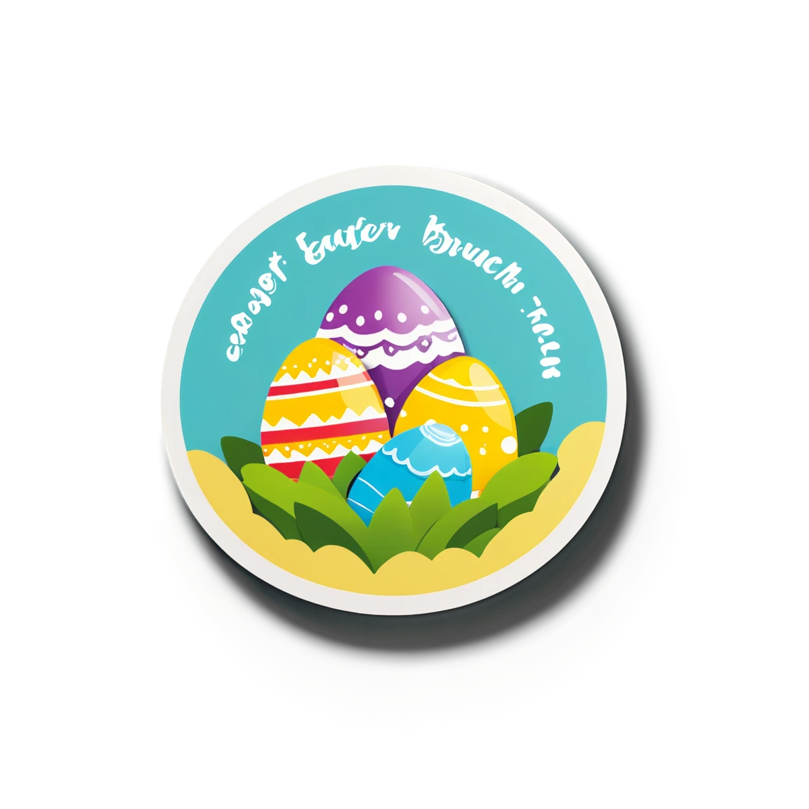 Easter eggs basket, colorful easter eggs sticker, easter sticker