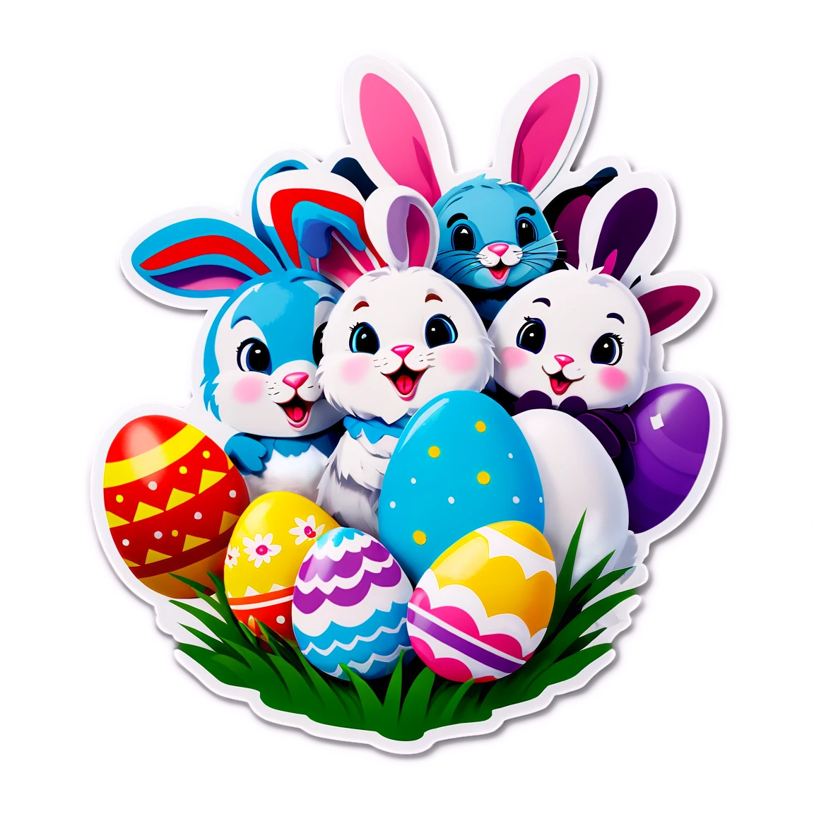 Easter eggs basket, colorful easter eggs sticker, easter sticker