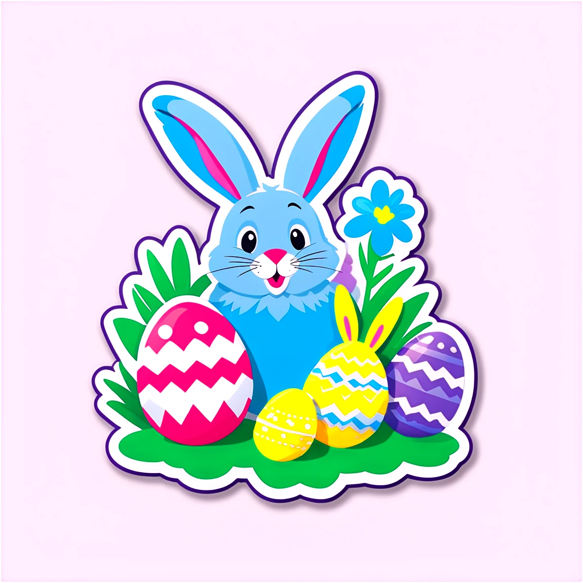 Easter eggs basket, colorful easter eggs sticker, easter sticker