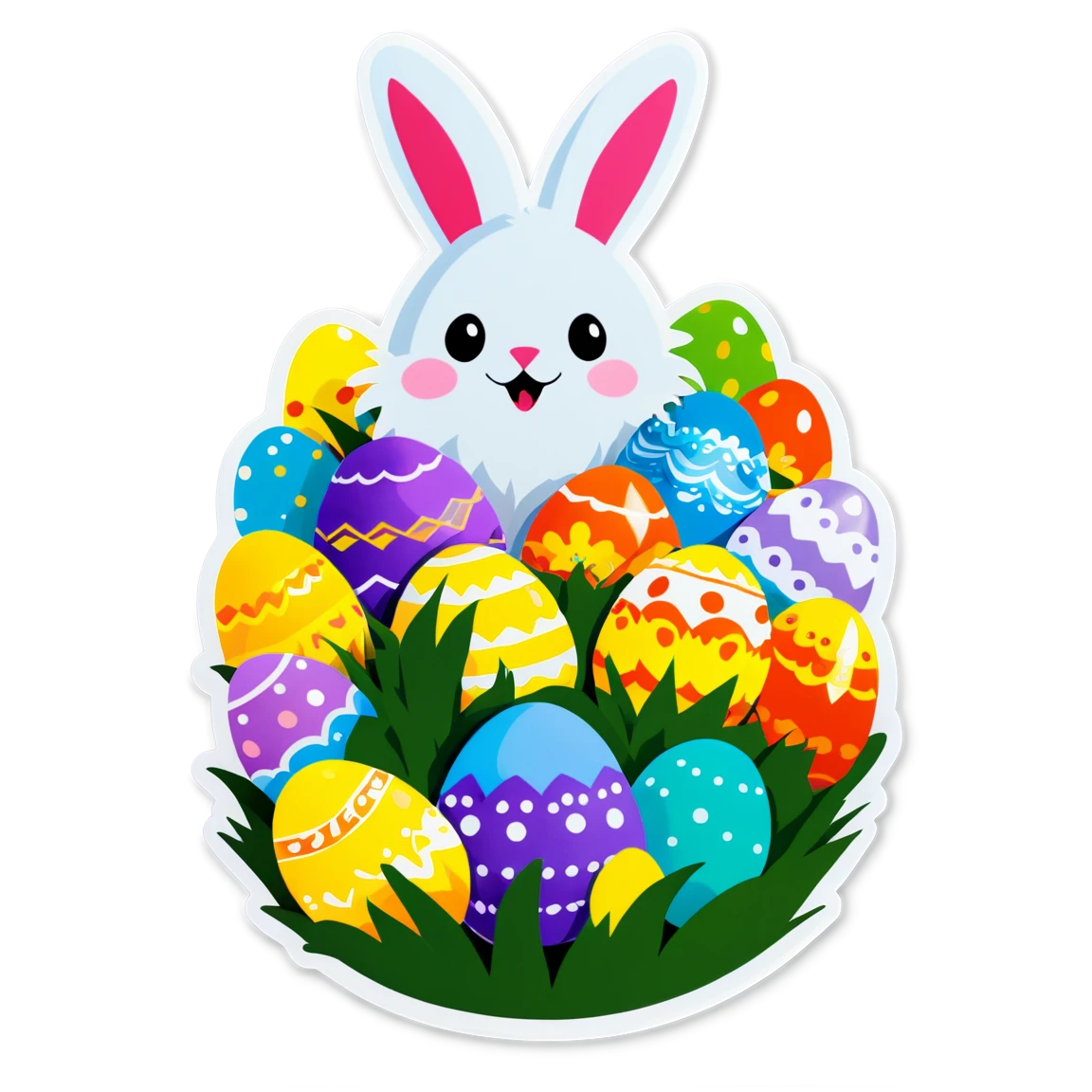 Easter eggs basket, colorful easter eggs sticker, easter sticker