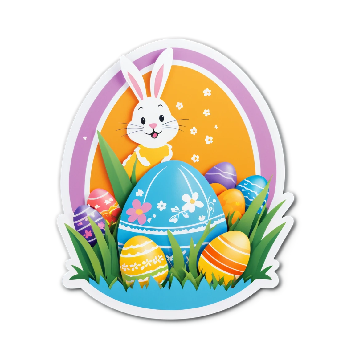 Easter eggs basket, colorful easter eggs sticker, easter sticker