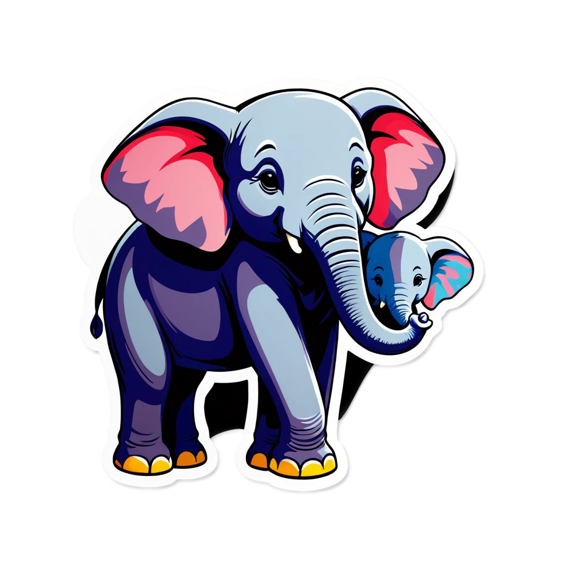 Elephant with a baby, elephant sticker