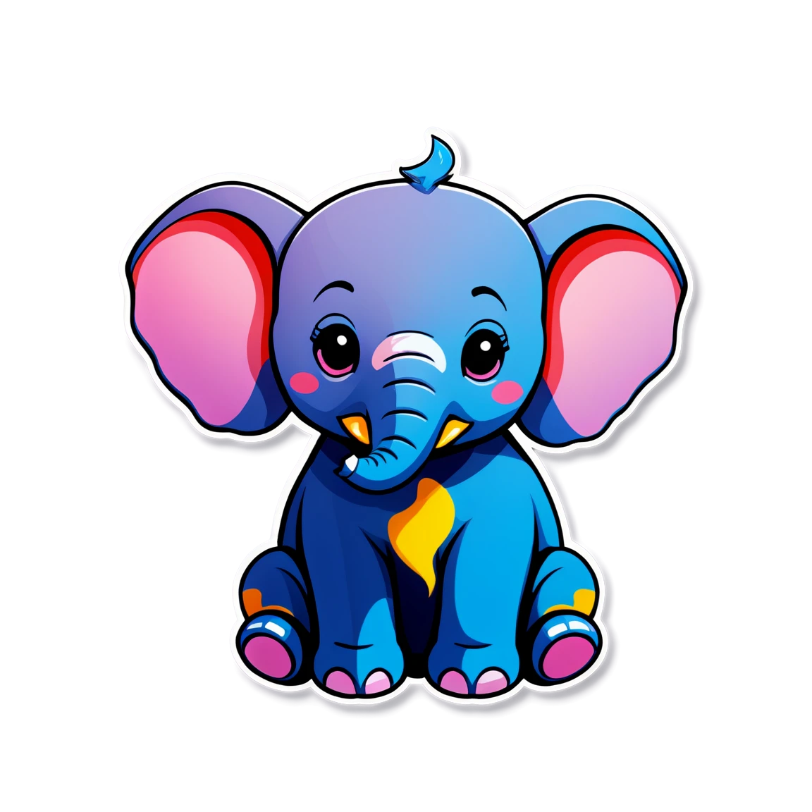 Elephant sitting, elephant sticker