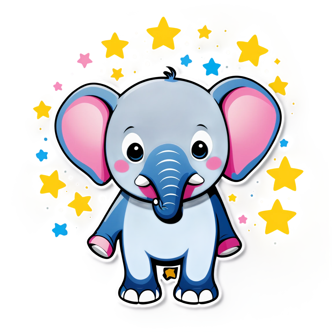 Elephant with stars, elephant sticker