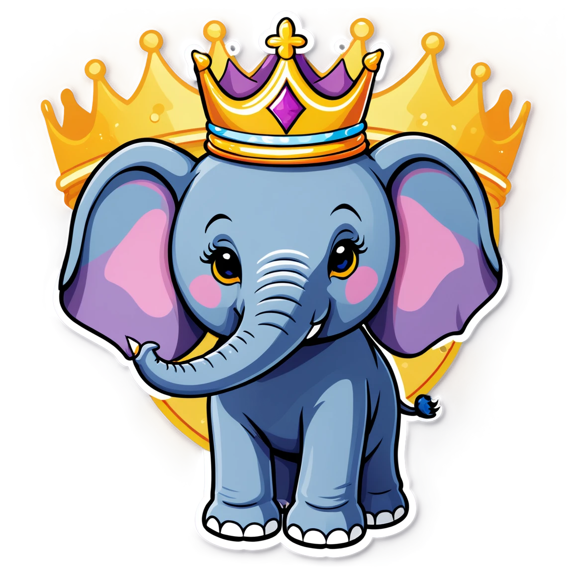 Elephant wearing a crown, elephant sticker