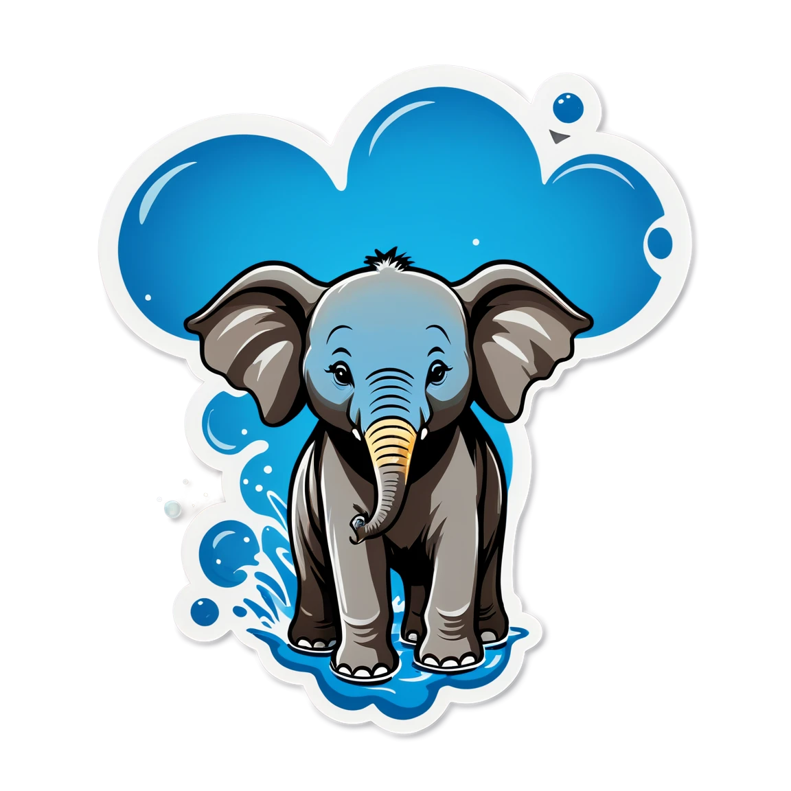 Elephant with a water splash, elephant sticker