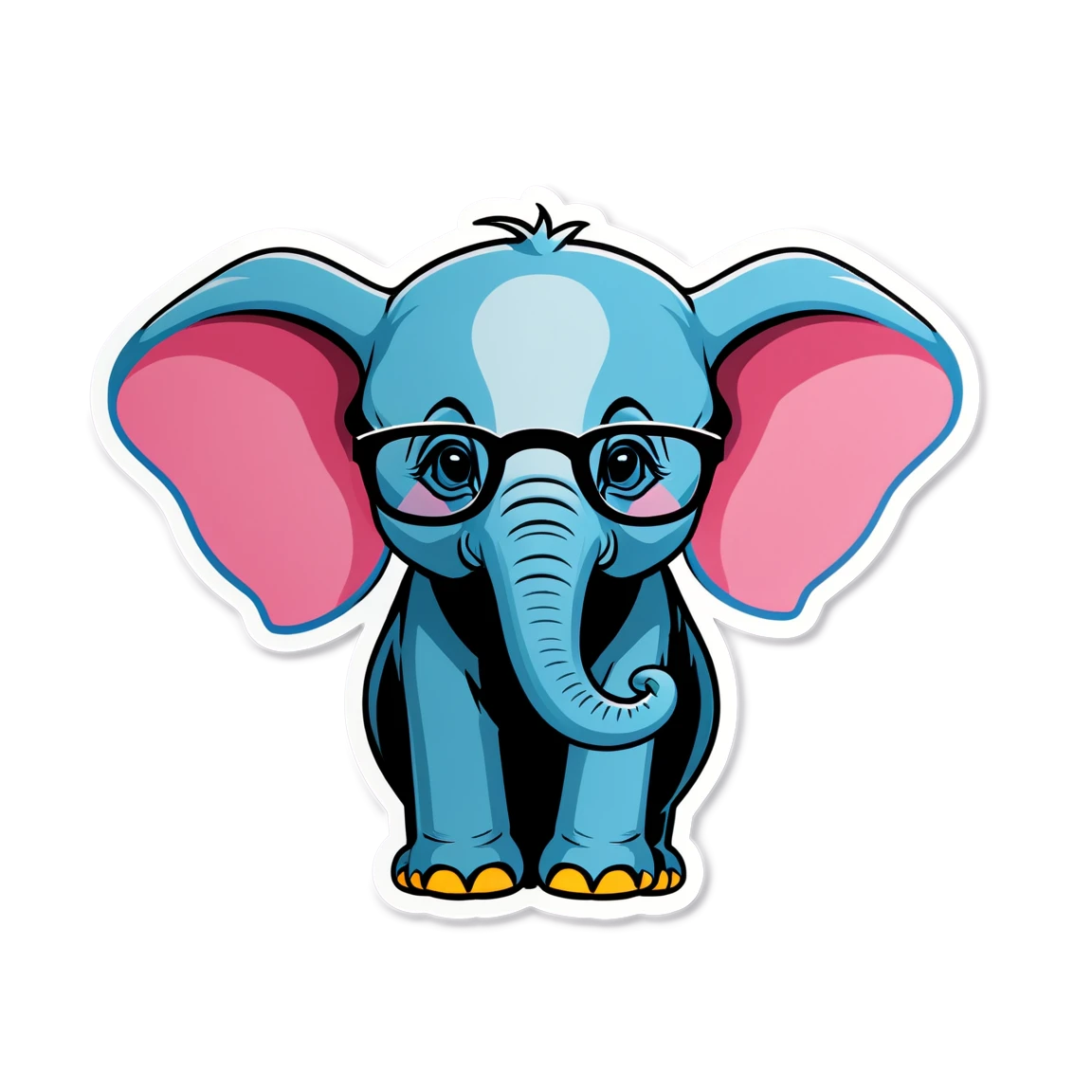 Elephant wearing glasses, elephant sticker