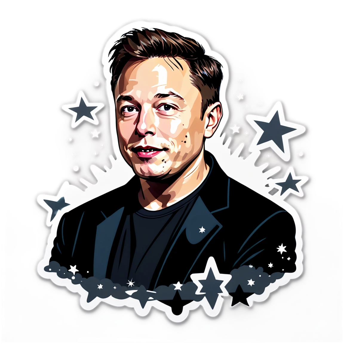 Elon Musk with stars, Elon Musk sticker