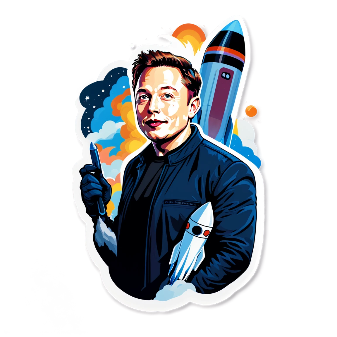 Elon Musk with rocket, Elon Musk sticker