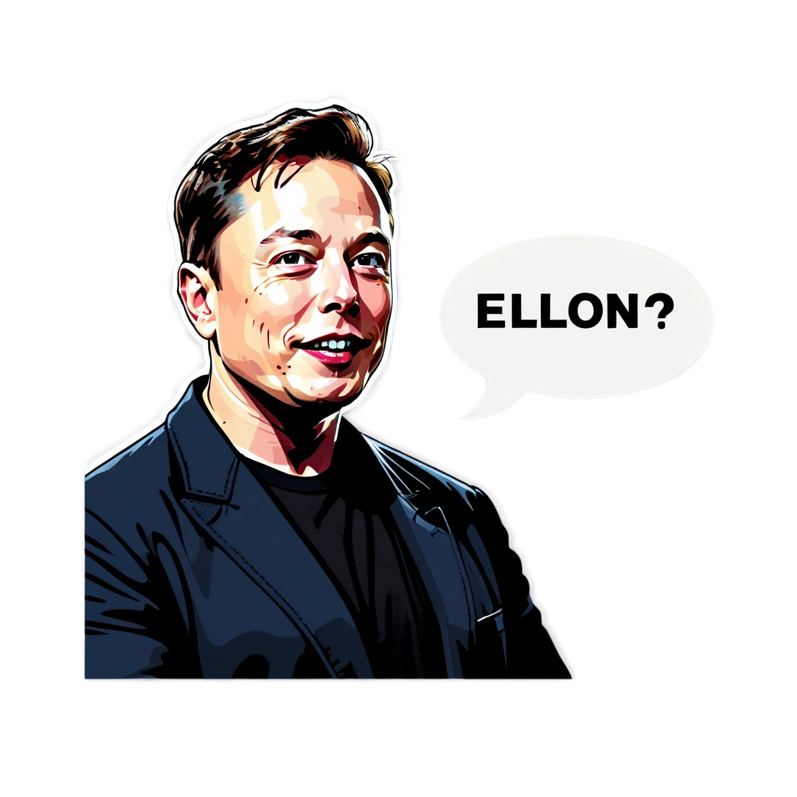 Elon Musk with speech bubble, Elon Musk sticker