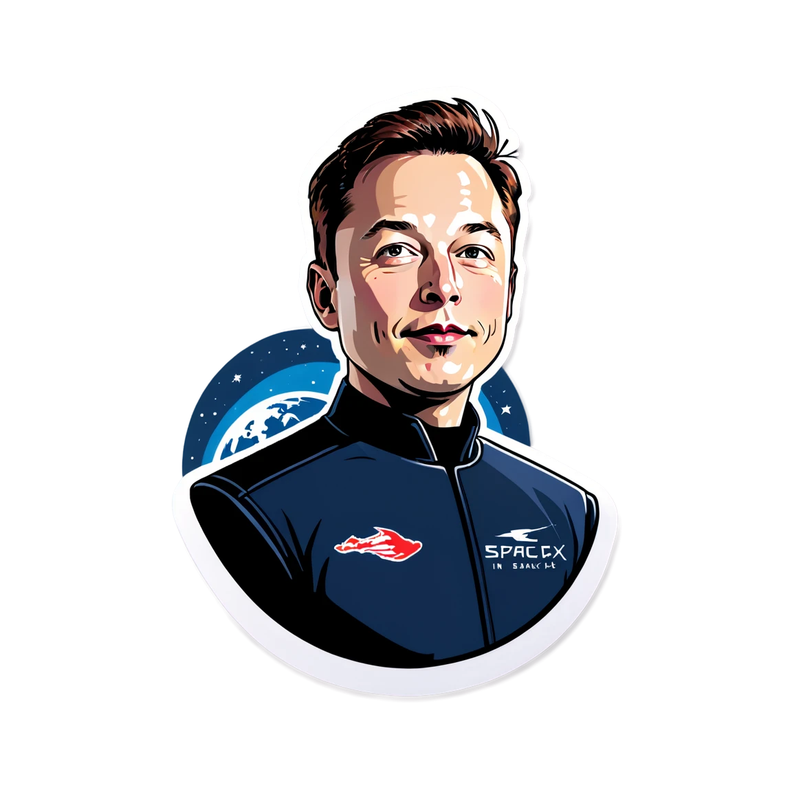 Elon Musk in SpaceX uniform, Elon Musk sticker