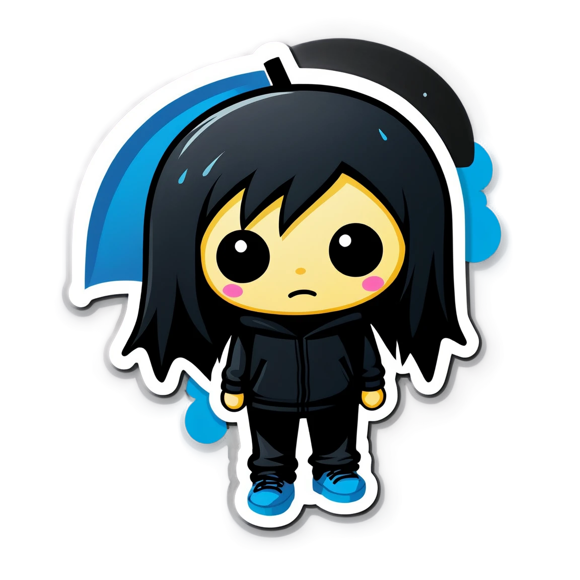 Emo under rain, emo sticker