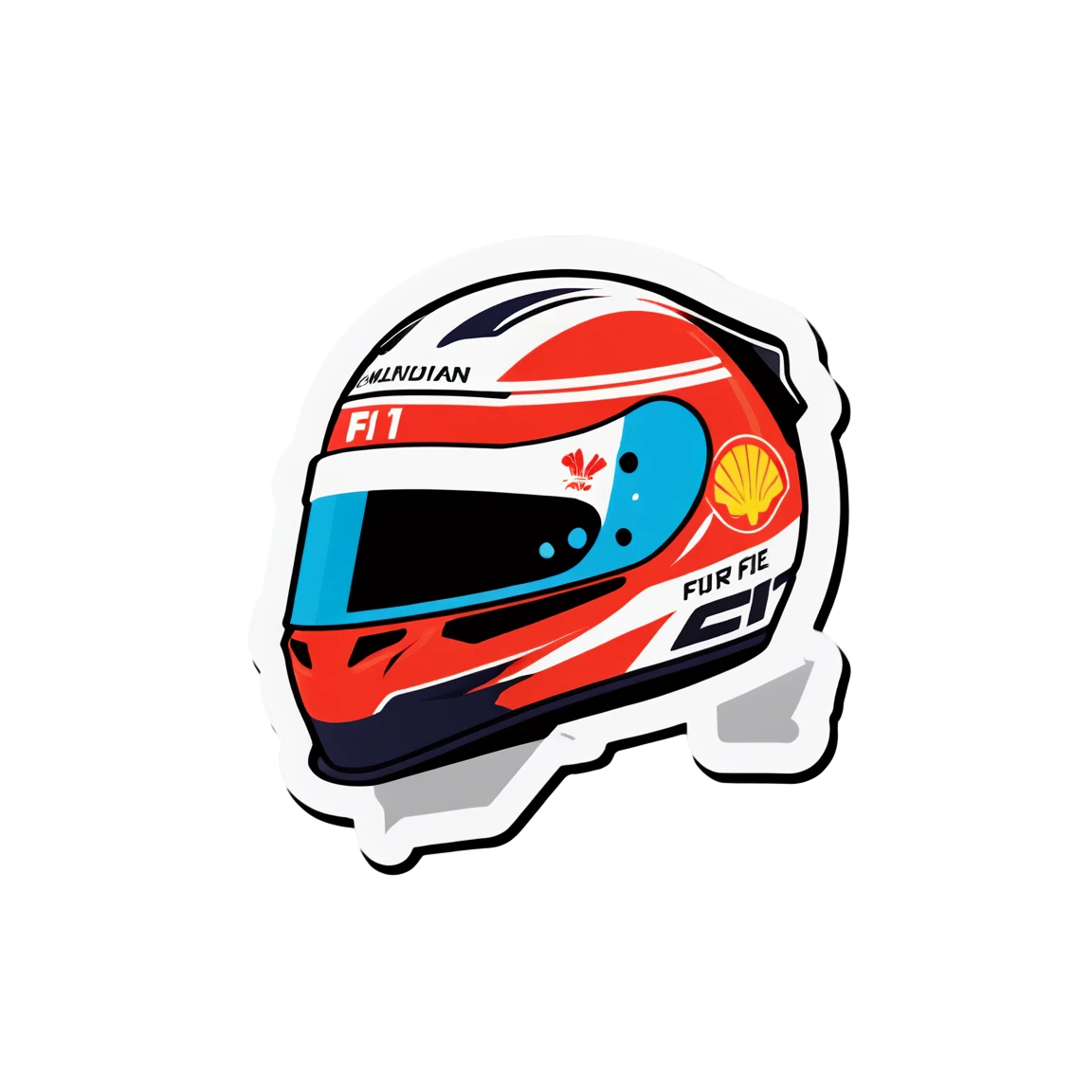 F1 with a helmet, F1 sticker, racing sticker