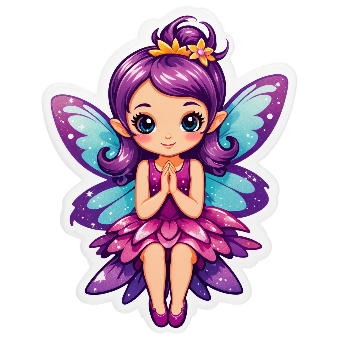 Fairy with glittery hair, fairy sticker