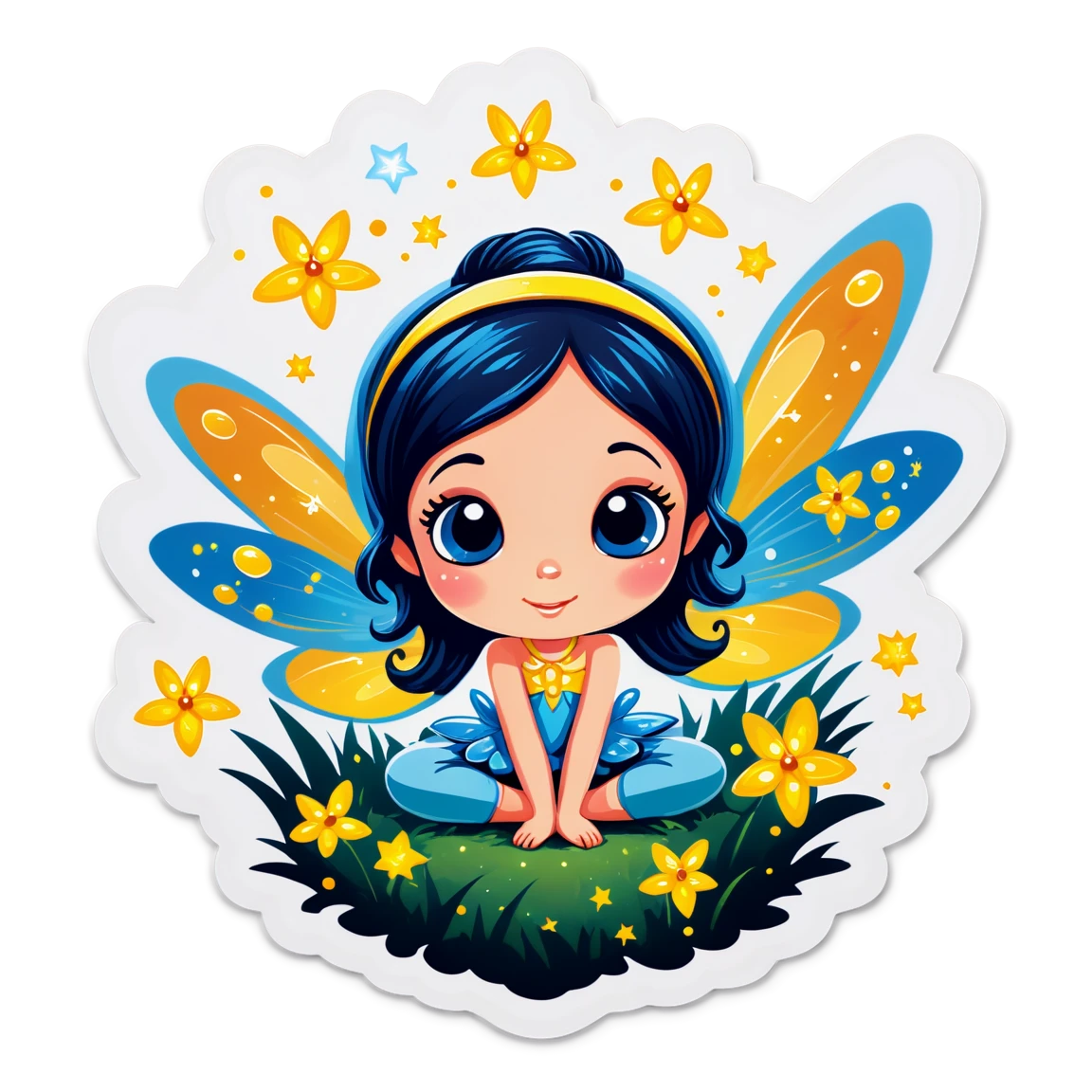 Fairy surrounded by fireflies, fairy sticker