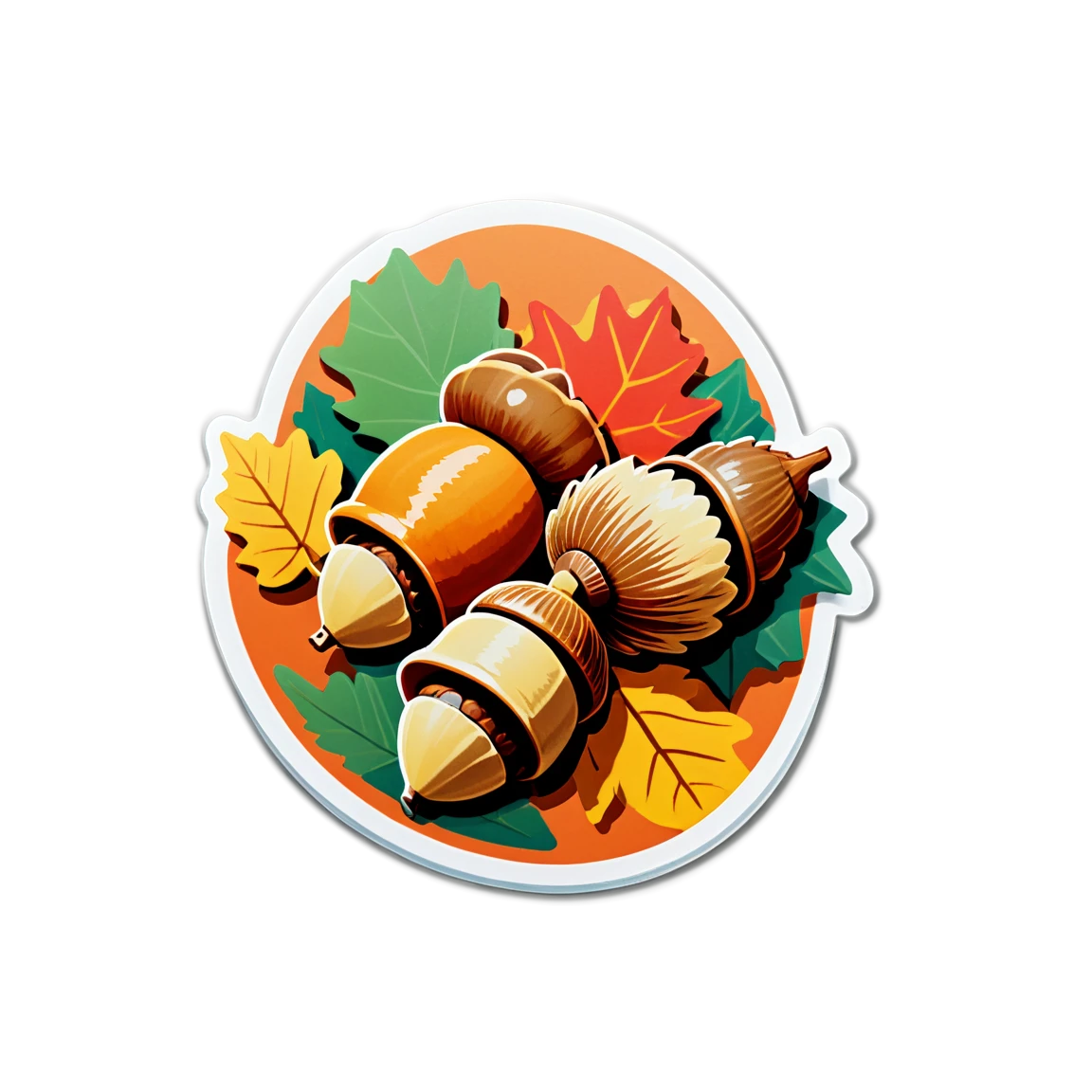 Fall sticker with acorns