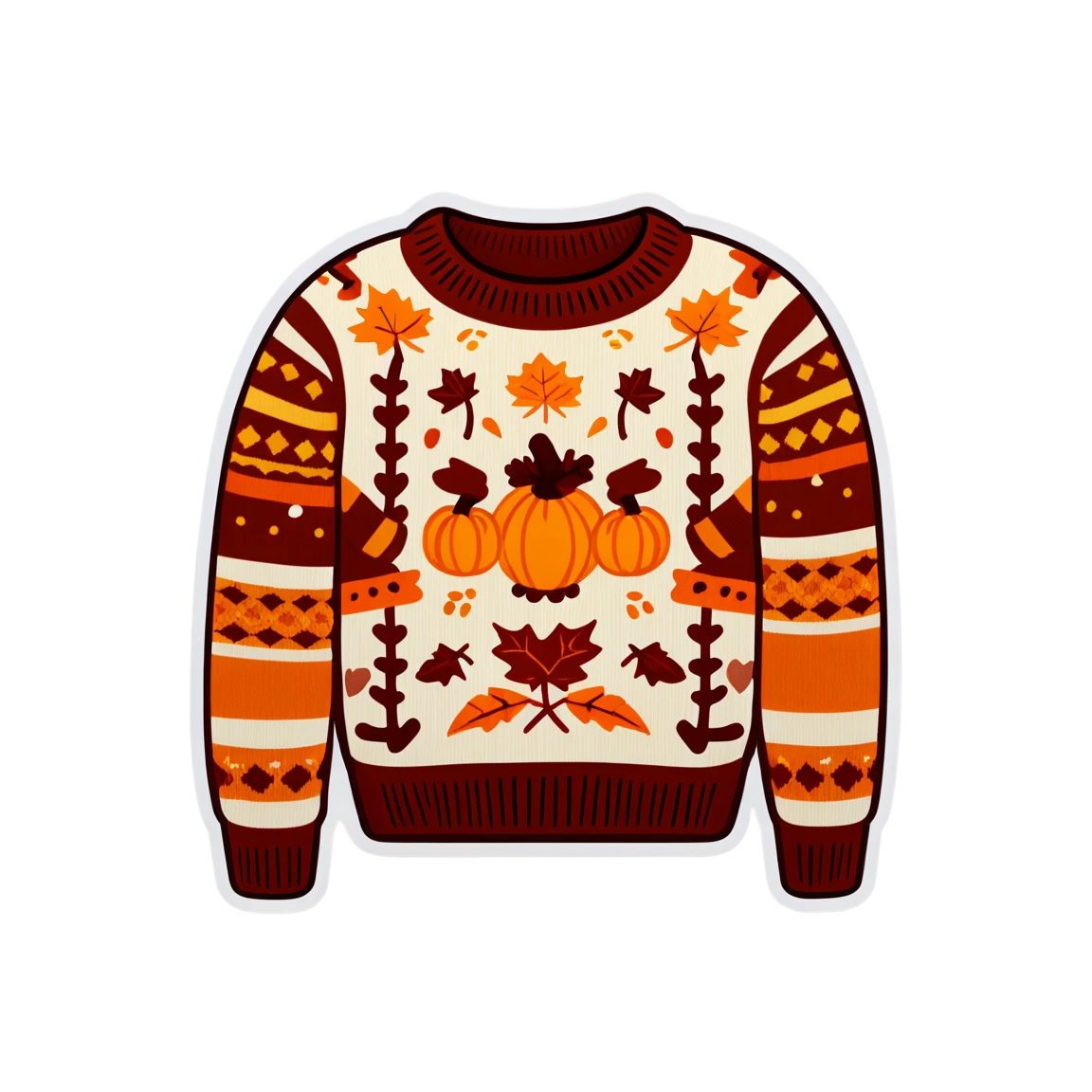 Fall sticker with a knitted sweater