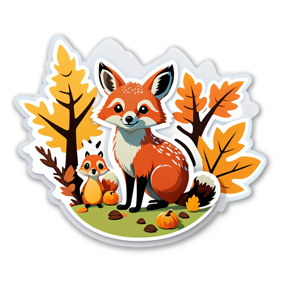 Fall sticker with woodland animals