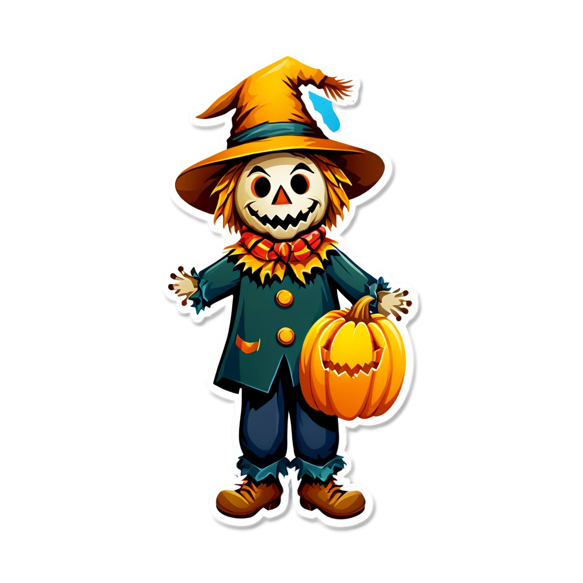 Fall sticker with a scarecrow