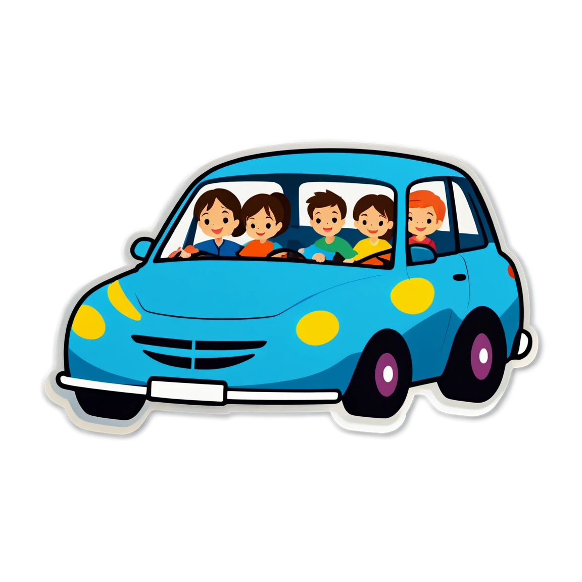 Family in a car, family sticker