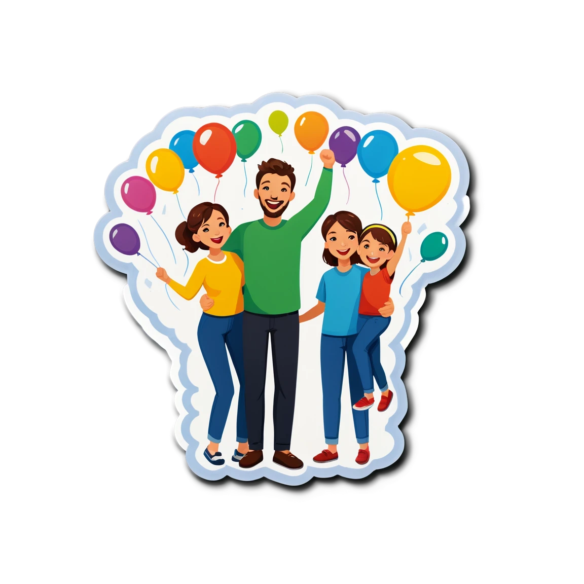 Family celebrating at home, family sticker