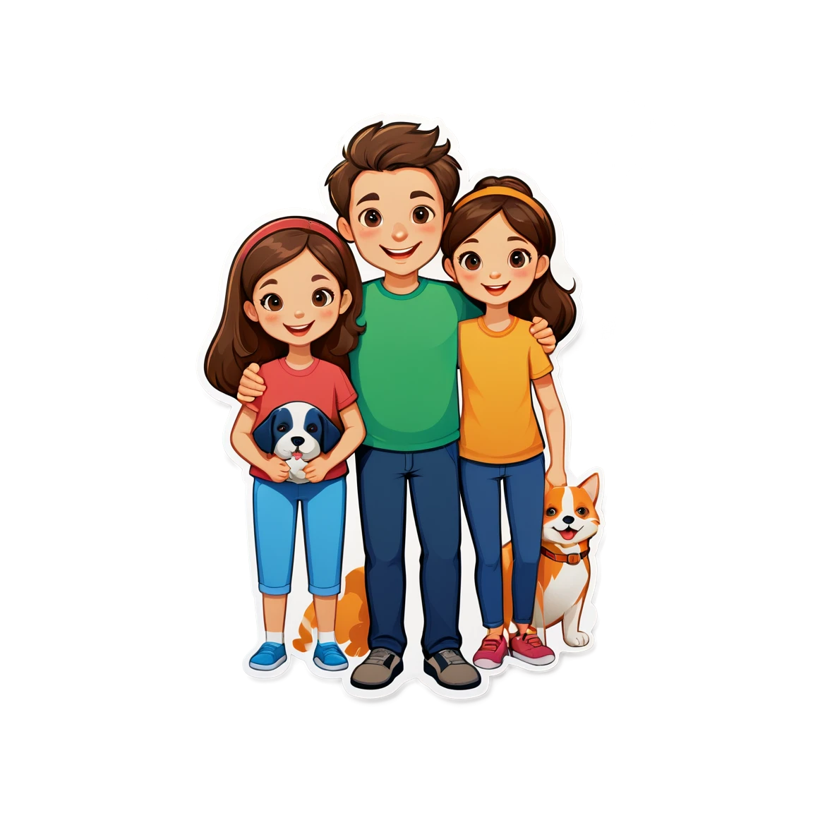 Family with a pet, family sticker