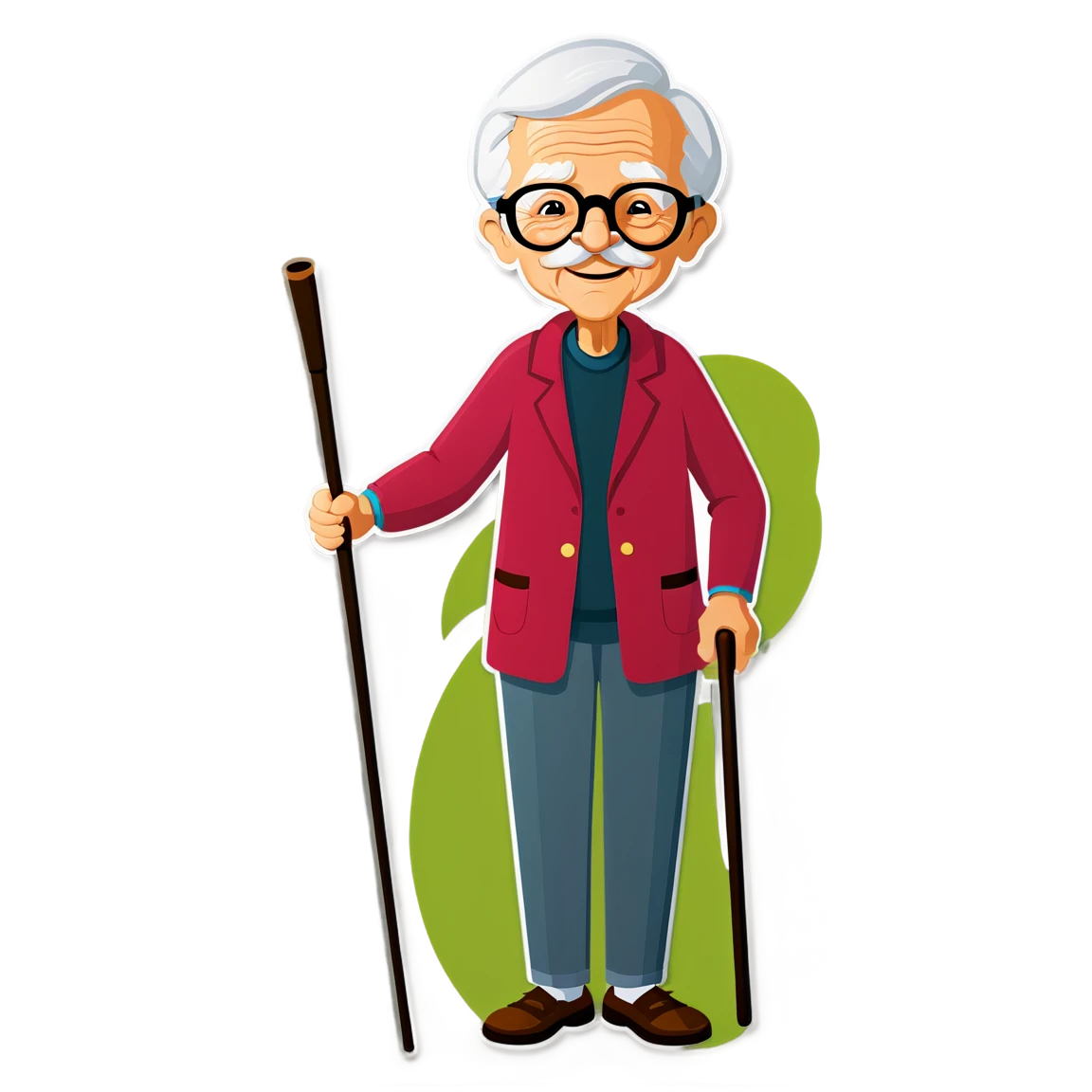 Grandparent with cane, family sticker