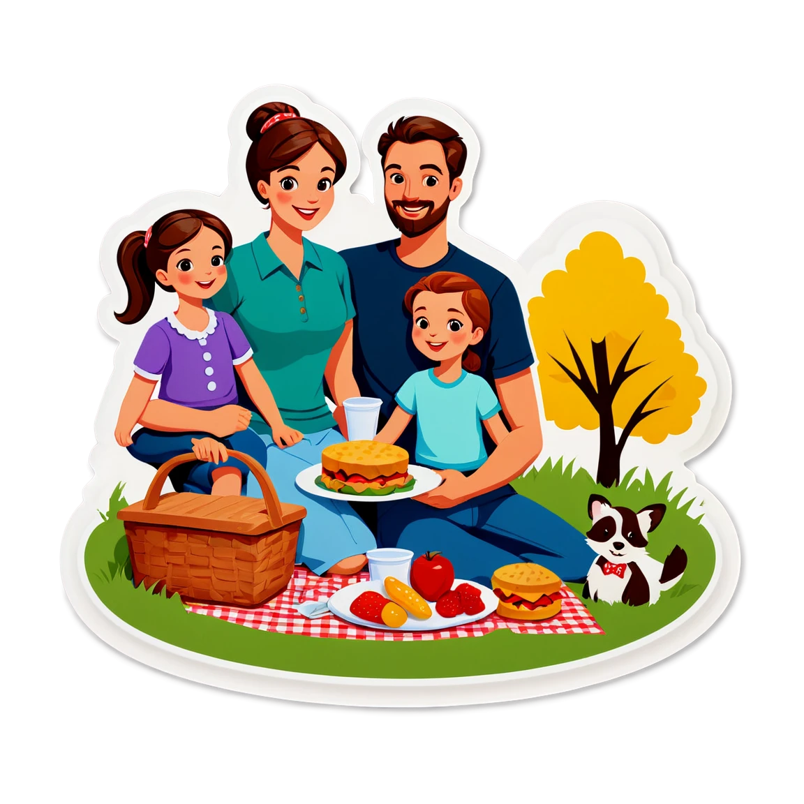 Family on a picnic, family sticker