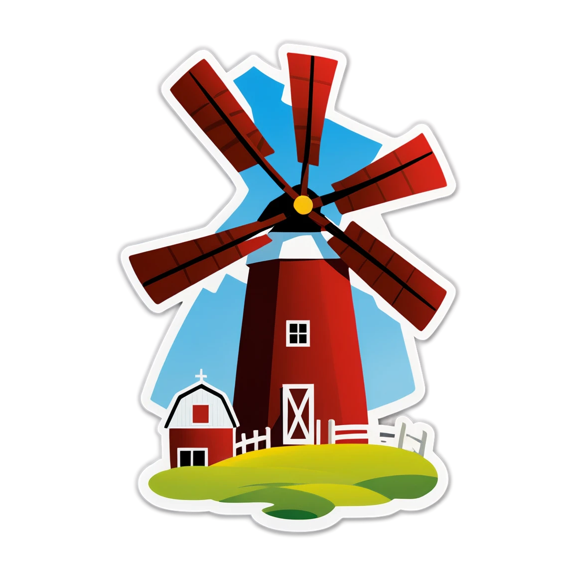 Farm with windmill, farm sticker