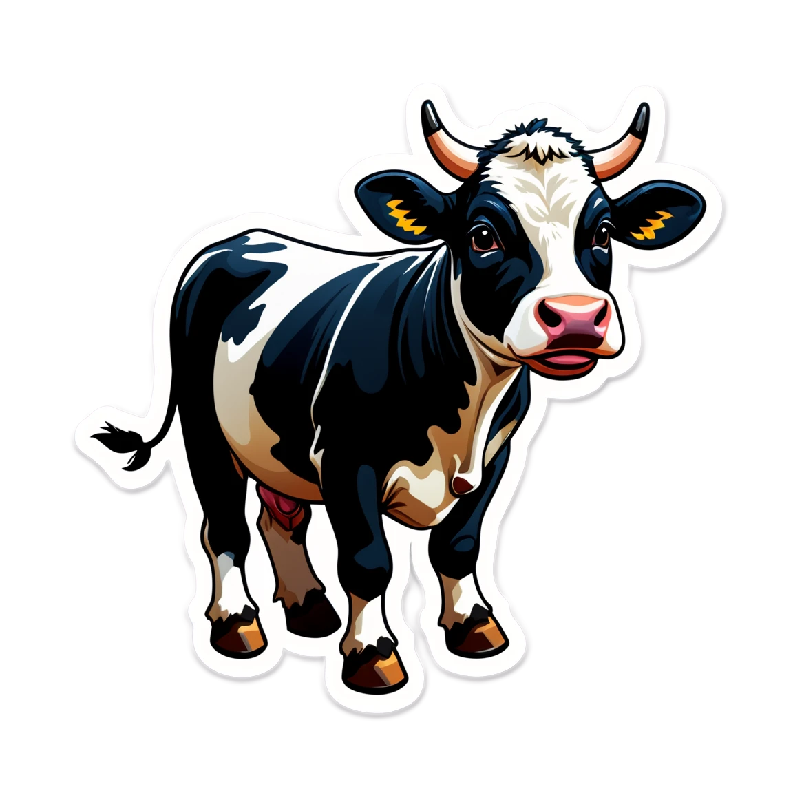 Farm with cow, farm sticker