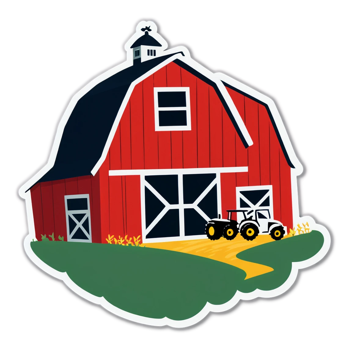 Farm with barn, farm sticker