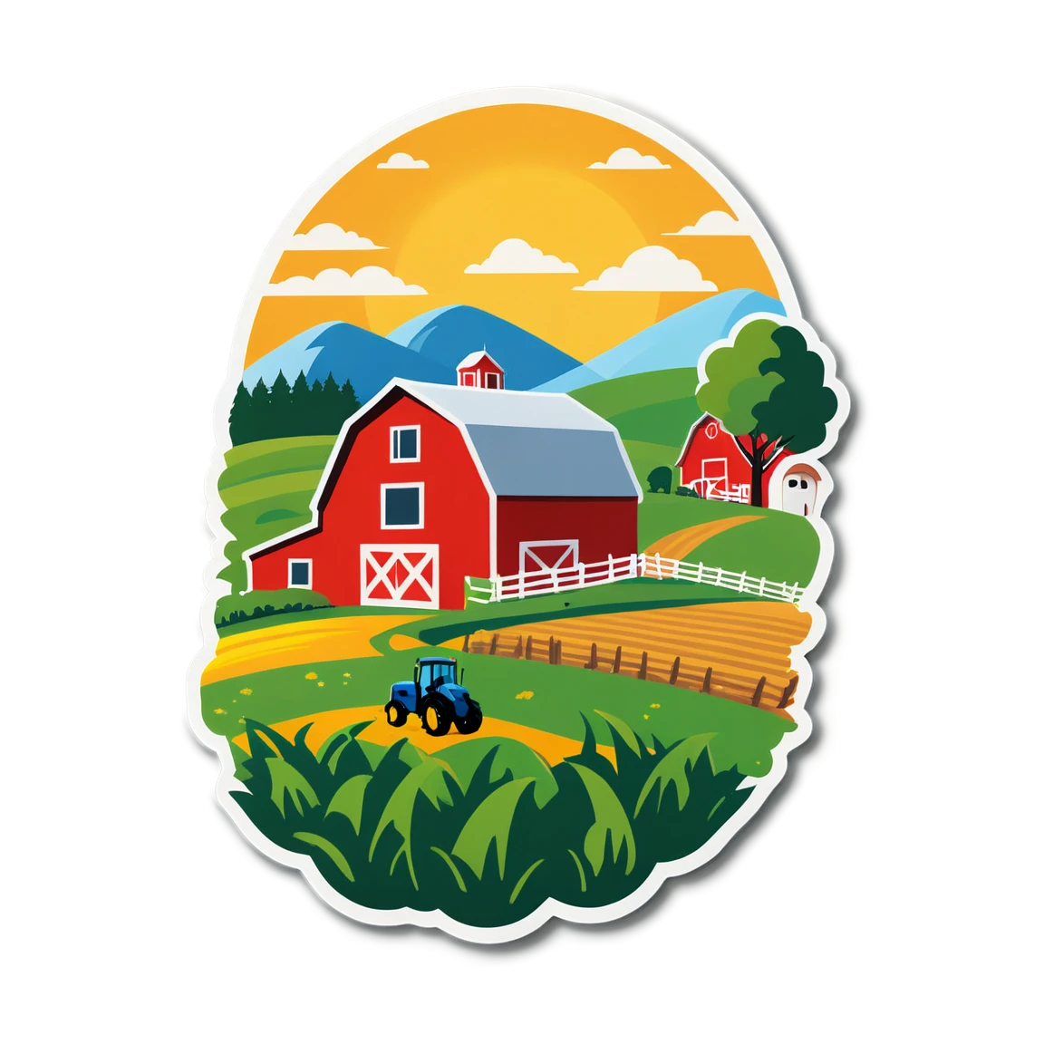 Farm in a field, farm sticker